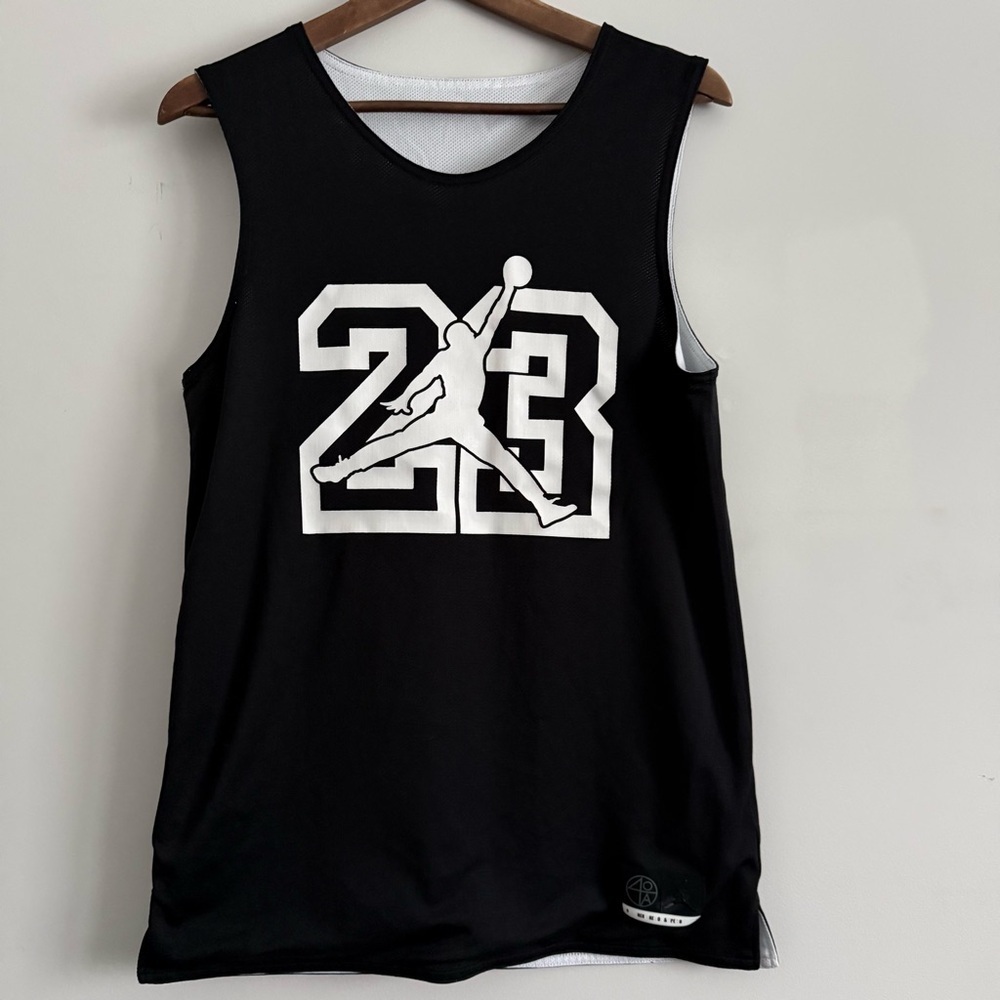 Air Jordan 23 Jersey Mens Small Jesus Shuttlesworth 34 Black White Reversible